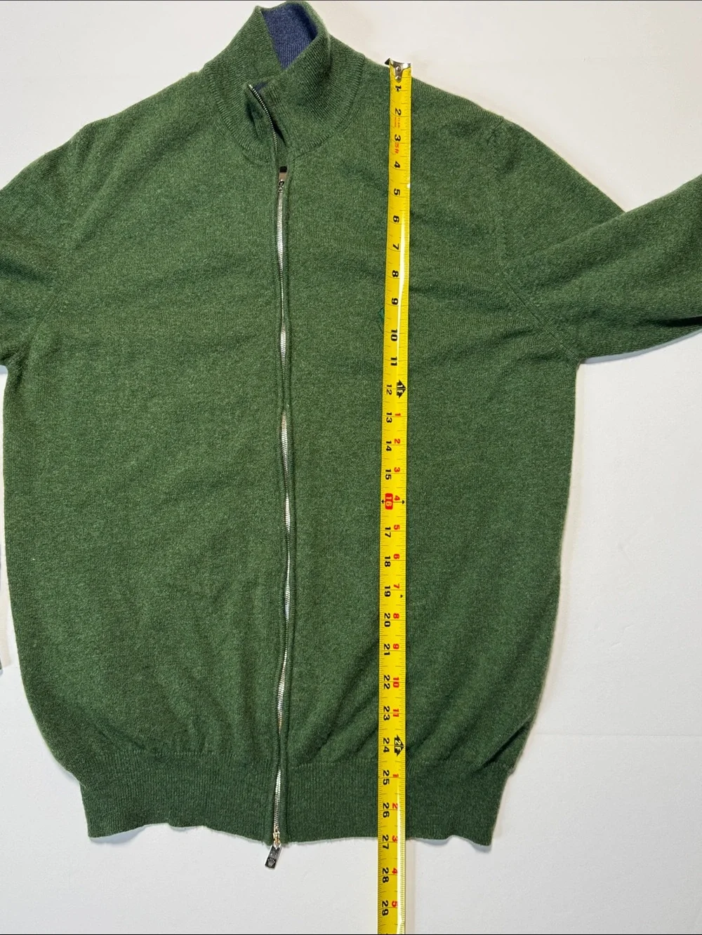 ROLEX Wimbledon VTG Forest Green Full Dual-Zip Cashmere Sweater Made in Italy XL - Picture 10 of 16
